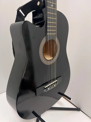 Guitarra acústica Moukey Yotsuba para zurdos MCG-38BL negra USADA - Imagen 1 de 4