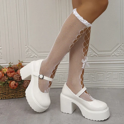 Chunky Platform Mary Jane Shoes High Heels Pumps New Sweet Thick Heel Party Shoe - Bild 4 von 19