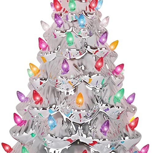 Vintage Ceramic Christmas Tree Tabletop Decoration W/ Multicolored LED Lights US - Picture 3 of 6