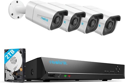 Reolink 4K PoE Überwachungskamera System H.265, 2TB HDD, RLK8-800B4