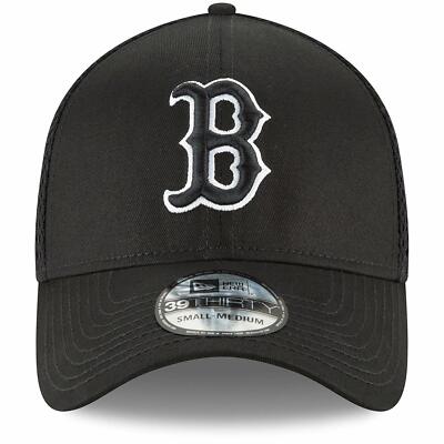 NWT Authentic New Era MLB Boston Red Sox Neo Black & White 39Thirty Flex Hat Cap