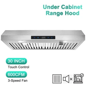 30in Cuisine Sous Cabinet Range Hotte en acier inoxydable 600CFM Touchez les LEDs de contrôle