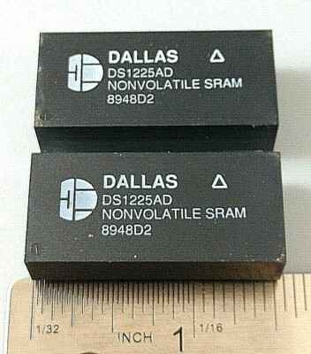 LOT OF 2 DALLAS SEMICONDUCTOR DS1225AD NVSRAM 28PIN EDIP