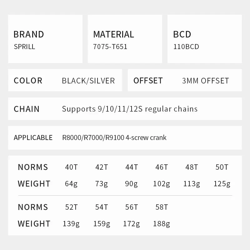 110BCD Bike Chainring 3mm Offset Sprocket for R7000/R8000/R9100 4-screw Crank - Image 3 of 4