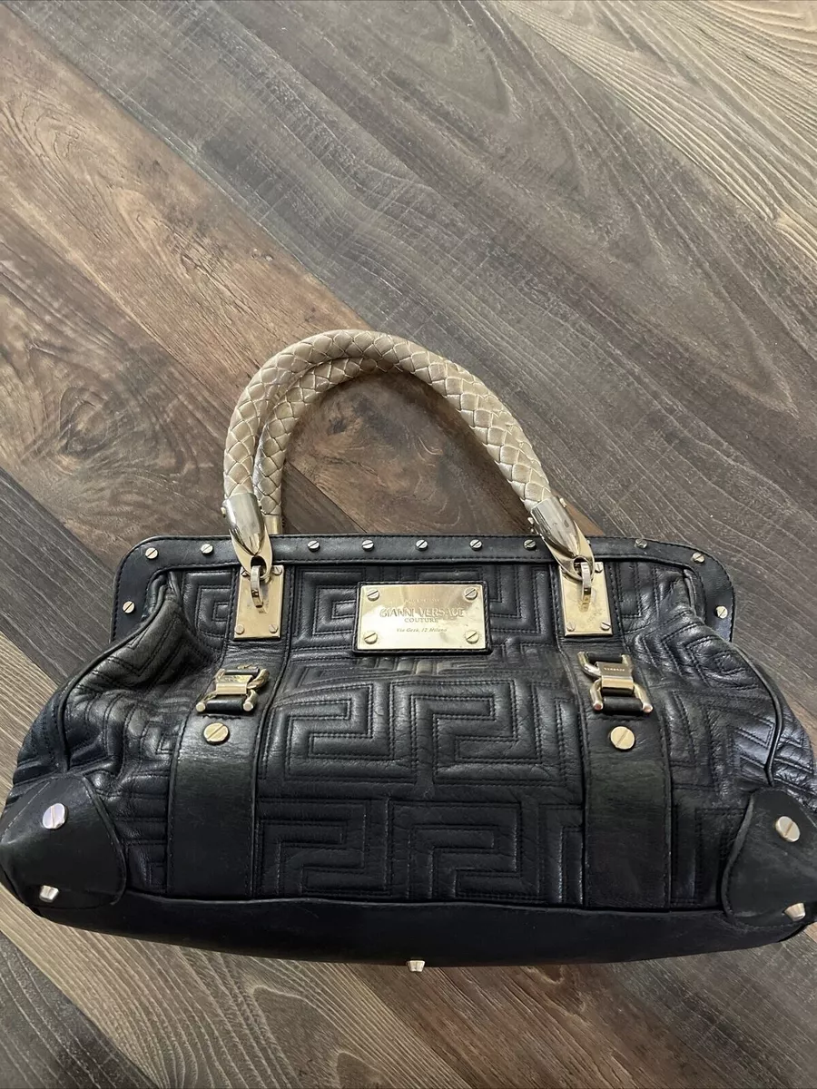 Amazing GIANNI VERSACE Black Real Leather Bag