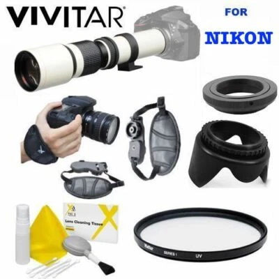 VIVITAR WHITE PRO LINE TELEPHOTO ZOOM LENS FOR NIKON D3100 D3200 D3300 D5000