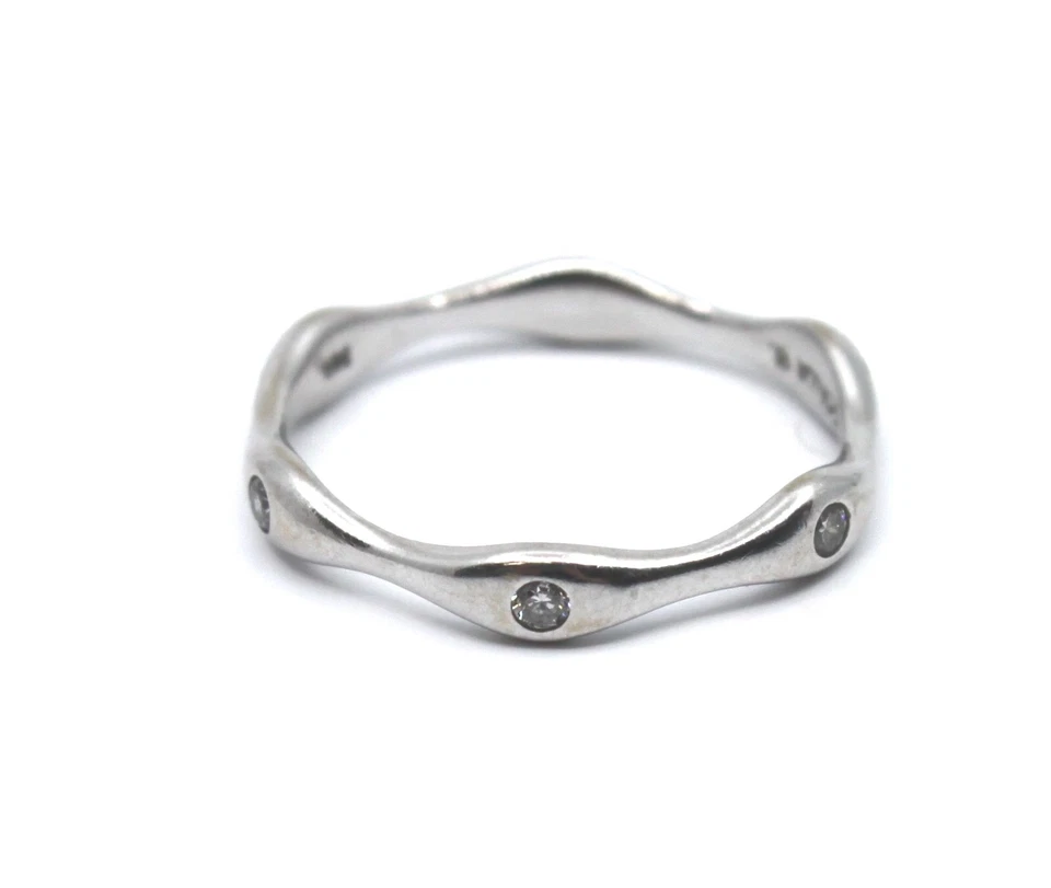 Anillo Sonia B. Diamante Apilable Oro Blanco Sólido 14k Talla 7 Foto 2 de 4