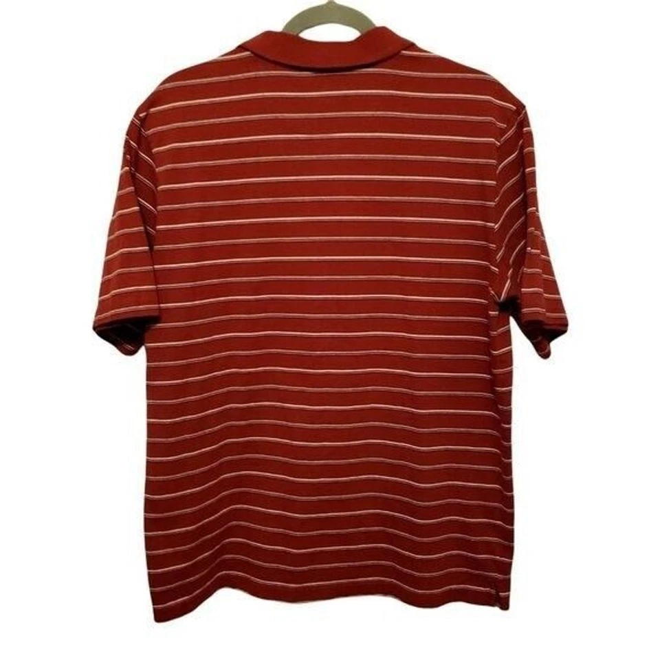 Мужская рубашка-поло David Taylor размер M красно-белая в полоску с коротким рукавом - Изображение 4 из 4