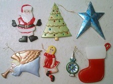 L0t of 7 Vintage Handmade Ceramic Christmas Ornaments