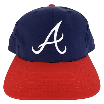 Vtg Atlanta Braves Logo 7 Hat Big A Golf Beach Vacation Snap Back Baseball Cap