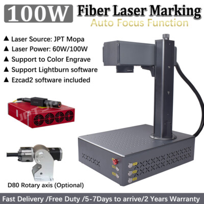 60W/100W/200W JPT M7 Mopa Fiber Laser Engraver Machine Color Marking Auto Focus