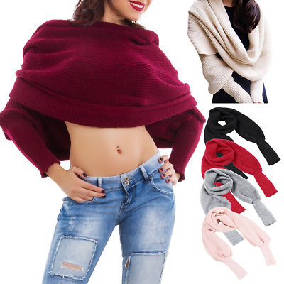 Sciarpa maniche lunghe Coprispalle donna tricot maglione maglia