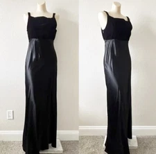 Vintage R Wear Rampage Black Satin Velvet Maxi Dress 90s Y2K Whimsigoth Sz S 6