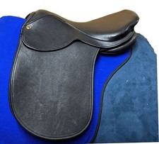 Cliff Barnsby English Leather Show Saddle - Black - 17" Seat Wide Fit - NEW