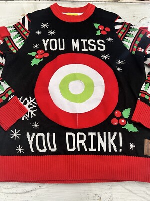 Tipsy Elves Drinking game ugly sweater Christmas Target XL You miss you ...