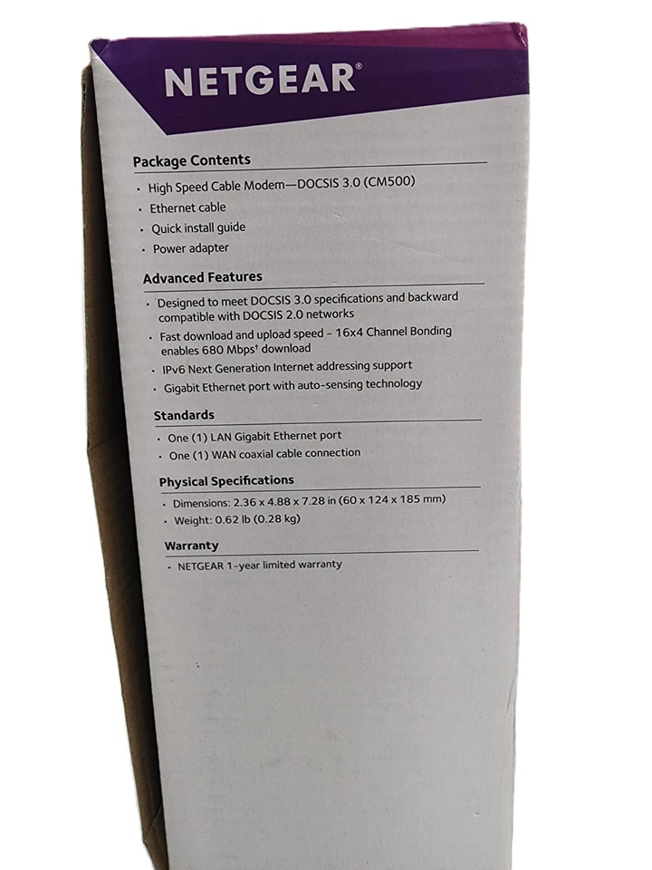 NetGear CM500 High Speed Internet Cable Modem Docsis 3.0 - Image 4 of 4