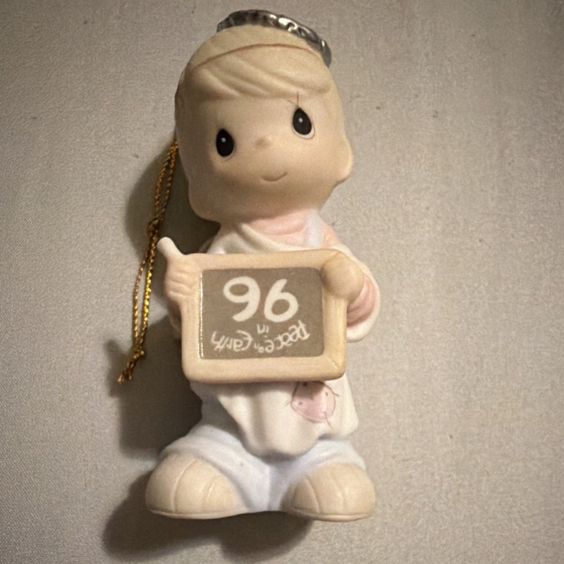 Enesco Precious Moments 1996 Angel Porcelain Christmas Ornament Hanging 183369