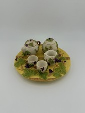 9 Piece Grapevine Grapes Miniature Tea Set Cute Fairy Garden Decor 1995 W.U./J.C