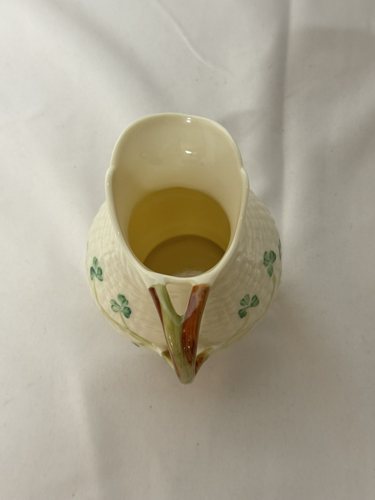 Vintage Belleek Shamrock Basket Weave Design Sugar and Open Creamer Set