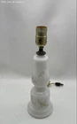 Vintage White Milk Glass Table Lamp Painted Floral Mid Century Leviton Works