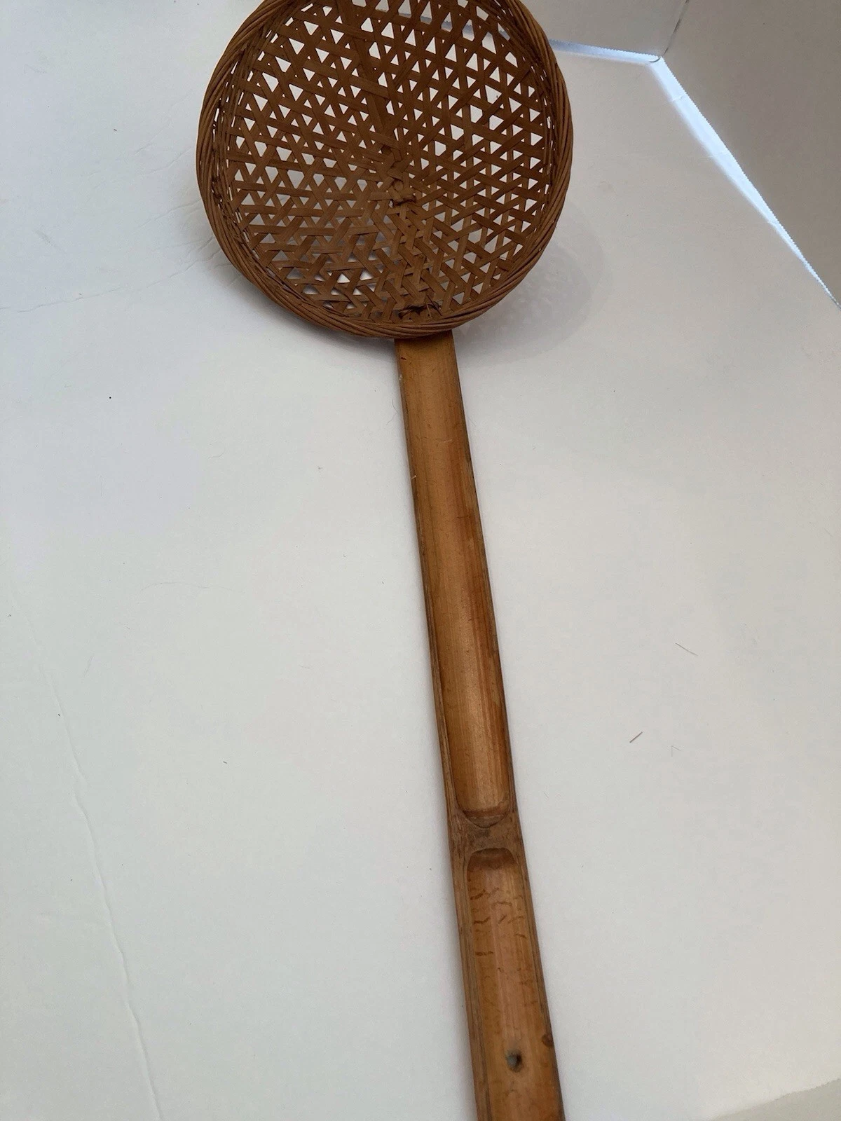 Vintage Hand Woven Rattan/Bamboo Strainer Or Scoop
