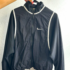 Nike Men's Track Jacket Full-Zip Colorblock Mesh Stand-Up Collar Black/White L