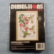 Dimensions Counted Cross Stitch Kit - 6642 Hummingbirds  Fuchsia 5x7