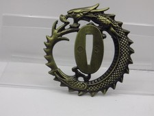 Japanese Tsuba Dragon Design Metal Circular Fittings Dragon Motif