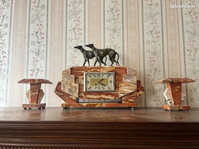 Onyx Kamin Set, Art Deco mit Schlüssel Vintage