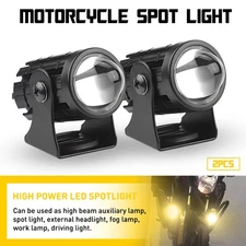 2PCS LED Motorcycle Headlight ATV Yellow White Hi/Lo Spot Light Switch with Kit