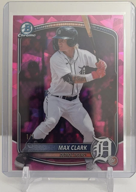 2025 Bowman Draft Max Clark Chrome Padparadscha Sapphire Refractor #1/1 Tigers