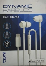 Tzumi Dynamic Hi-Fi Stereo Earbuds for Apple iPod iPad iPhone White NEW