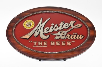 Reverse on Glass Peter Hand Brewery Meister Brau The Beer Back Bar Sign Chicago