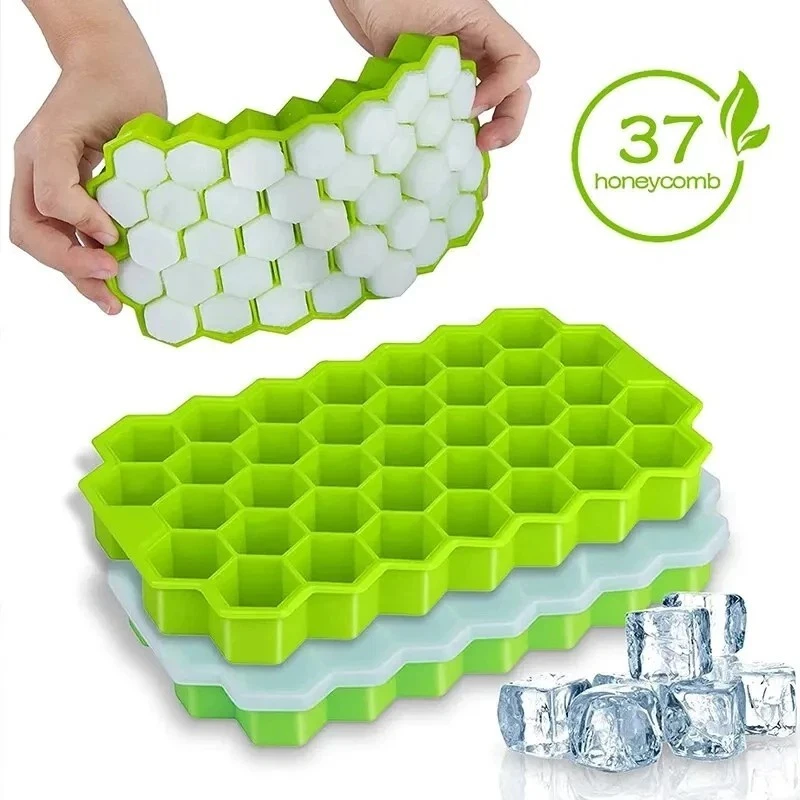 Confezione Da 2 Stampini Per Cubetti Di Ghiaccio In Silicone: Formato 8 Cm E 6 Cm, Colore Verde. Ideali Per Creare Cubetti Grandi, Perfetti Per Cocktail E Bibite. - 4