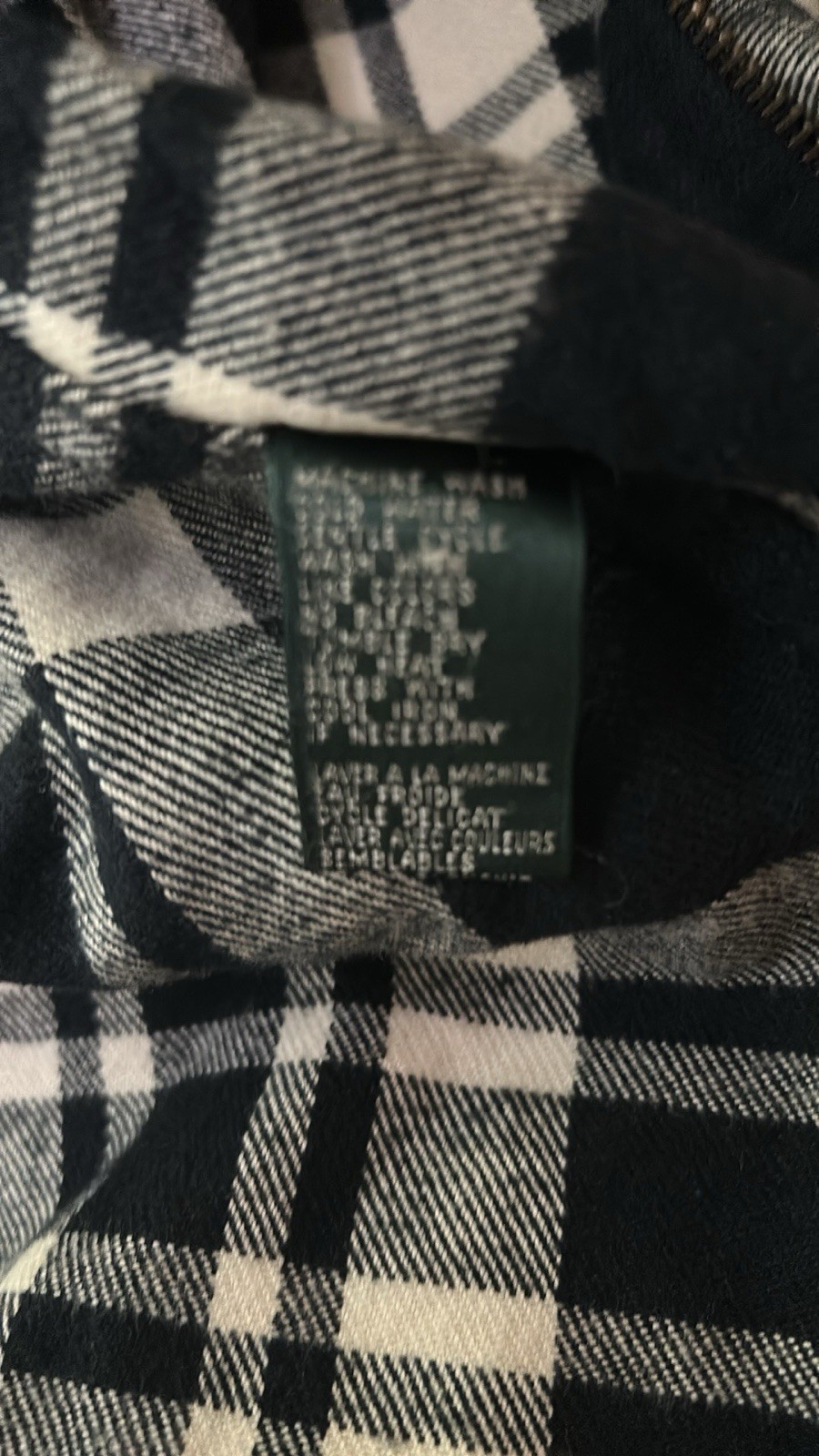 Ralph Lauren Plaid Shacket Large Womens Black Cream Long Sleeve Flawed-spot thumbnail 4