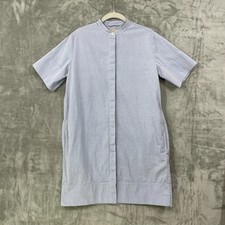 EVERLANE Button Up Shirt Dress Size 4 Cotton Light Blue Short Sleeve w/Pockets