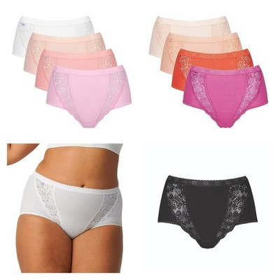 Sloggi Chic Maxi Brief Lace Knickers 4 Pack 85% Cotton - 10071632