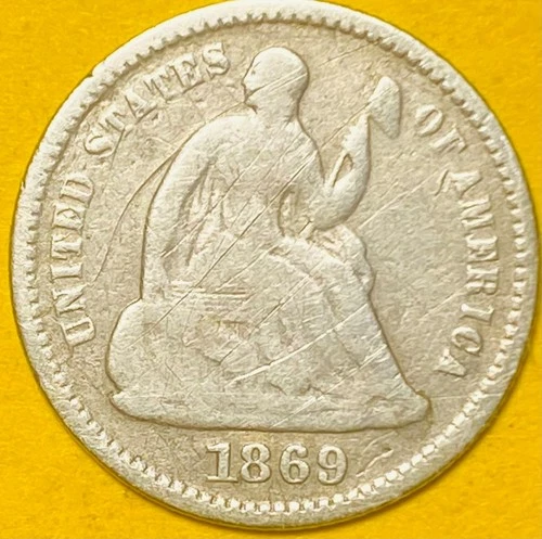 Photo of a 1869-P Seated Liberty Dime from an eBay sale