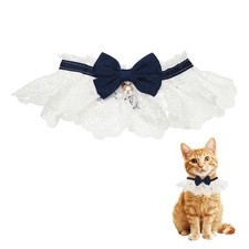 Cat Lace Pet Collar, Cute Cat Collar Lace Ruffle for Dogs Kitten Navy Blue, L 