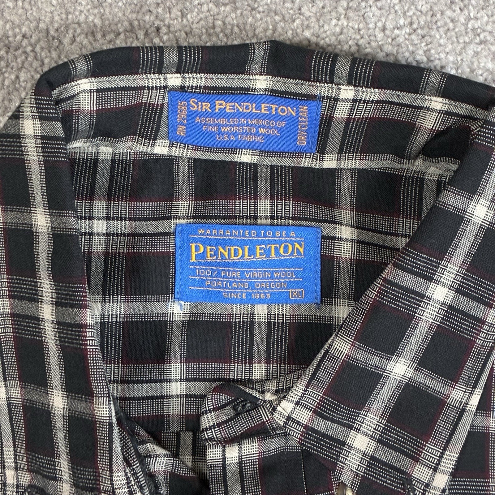 Vintage Sir Pendleton Button Down Wool Shirt Mens… - image 2