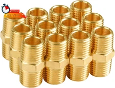 SUNGATOR 12-Pack 1/4 Inch Male Hex Nipples, 1/4'' NPT Male Brass Pipe Fitting Ad