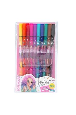 Depesche 11500 TOPModel - Fineliner-Set mit 10 Stiften und 2 Schablonen, Feinmal