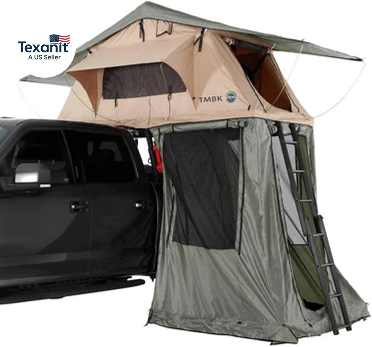 LD TMBK Roof Top Tent Annex Green Base with Black Floor & Travel Cover - 420D Po