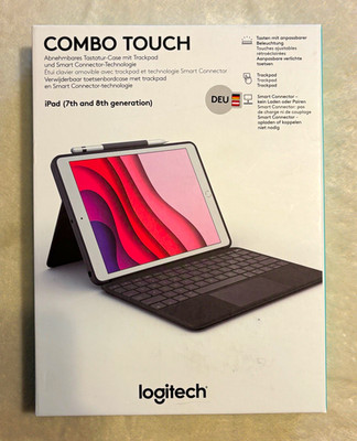 Logitech Combo Touch Tastatur-Case iPad 7./8.Gen QWERTZ DE, Touchpad, Schwarz