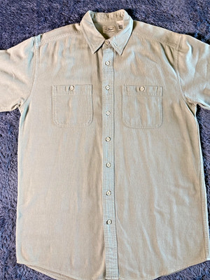 LL Bean Short Sleeve Button Down Medium-Tall Khaki Tan Two Front Pockets
