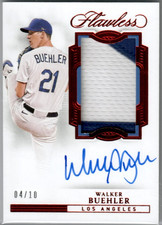 Walker Buehler 2022 Panini Flawless Baseball Patch Auto Gold 4/10 PA-WB Dodgers