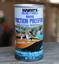 BOAT GRAPHIC~NOS FULL dated 1971 WYNN'S MARINE RACING FORMULA Old Metal Oil Can