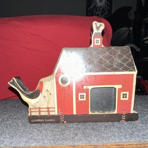 Warren Kimble Red Birdhouse Wood Freestanding Decorative Collectible Model