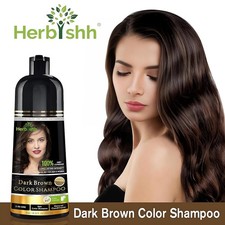 Herbishh Hair Colour Shampoo Dark Brown, 500Ml - Ammonia Free Hair Color For W