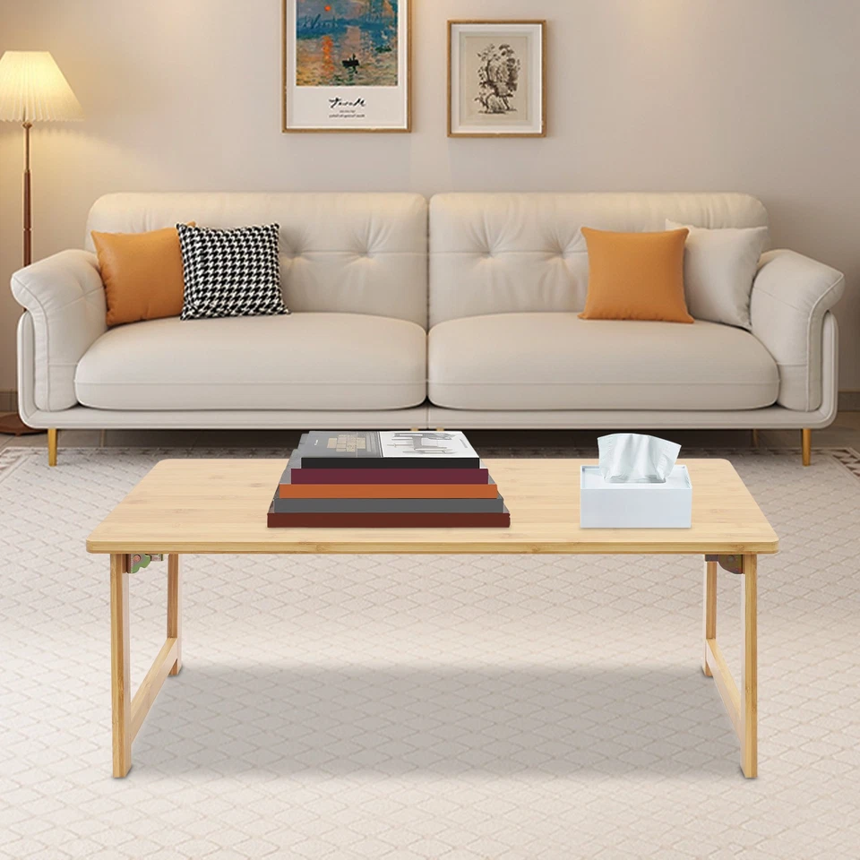 Folding Floor Table Log Color, Sitting Dining Table Rectangle 31.5*15.75*11.81in - Image 4 of 4